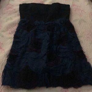 BCBG Chiffon Navy Blue Strapless Dress